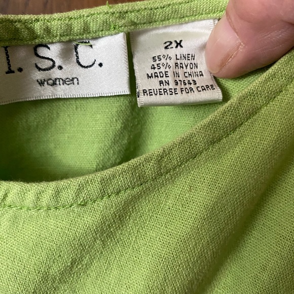 Green woman’s sleeveless linen shirt - Picture 4 of 5